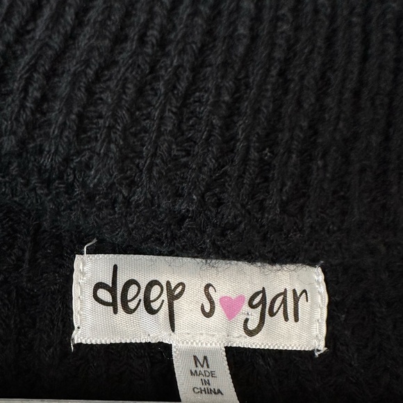 Deep Sugar Cozy distressed black cutout knitted sweater size medium - Picture 3 of 6